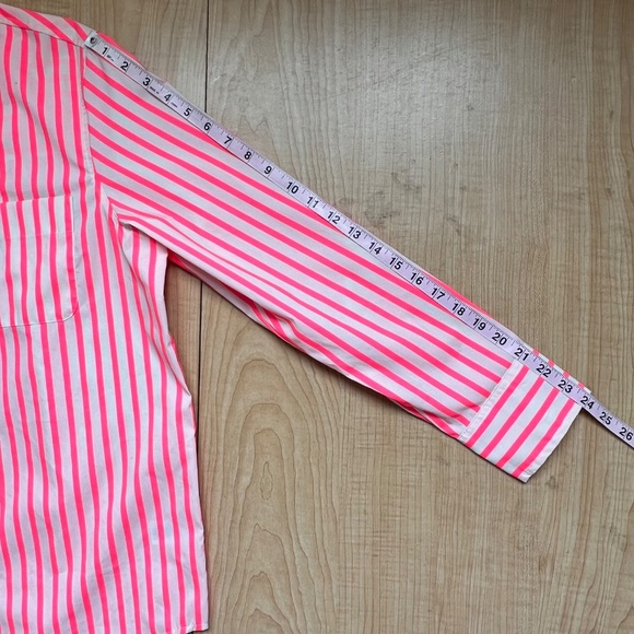 NWT a new day Women Neon Stripe Cotton Blend Button Down Shirt Sz M Work - Picture 10 of 11